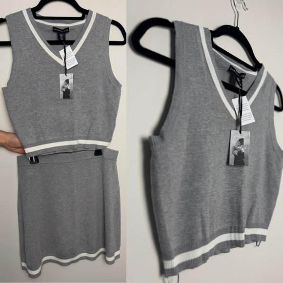 Sincerly Jules Versatil Grey Top & Skirt Set White Accents NWT - Picture 2 of 9